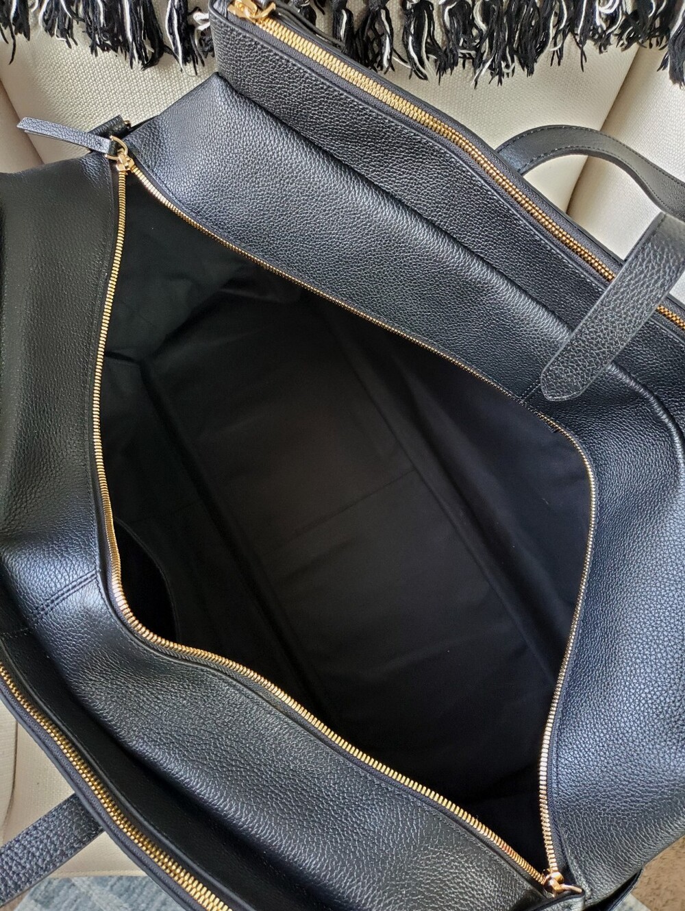 Quince Black Italian Leather Weekender Bag Travel Duffel Tote - Picture 11 of 16